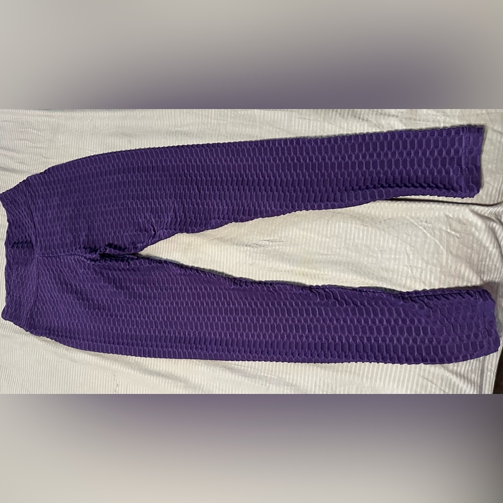 Purple OS butt-lifting Honeycomb textured Leggings
